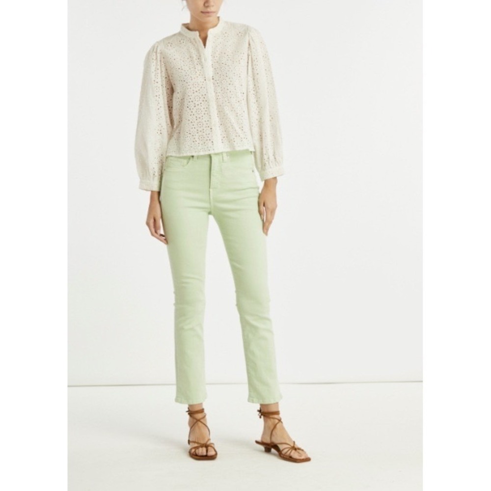 Veronica Beard Carly‎ Kick Flare Jean 26 Pistachio Green Stretch High Rise Chic - Picture 2 of 16